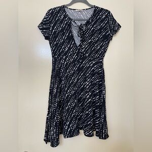 Black and White Patterned A-Line Dress